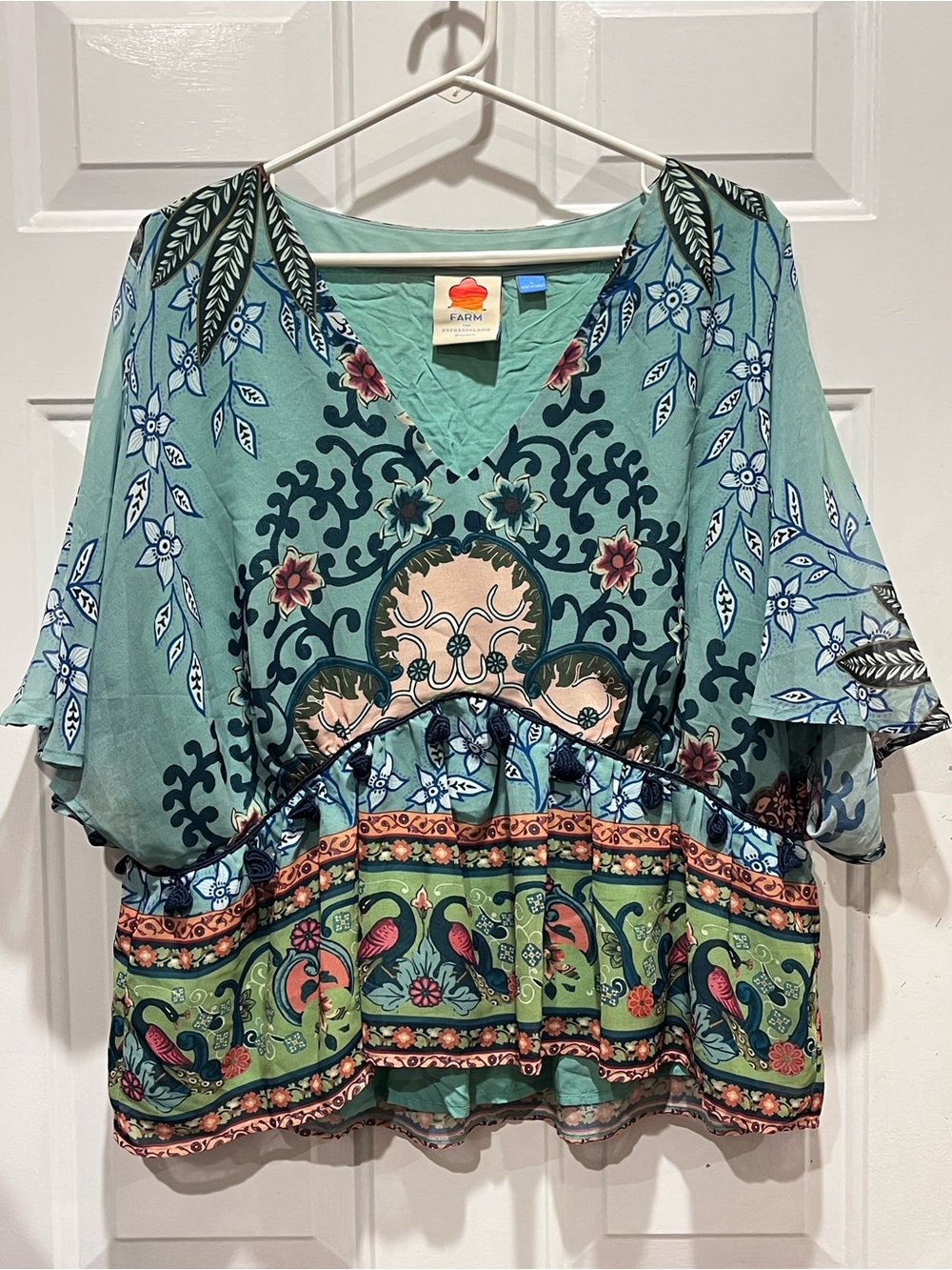 Farm Rio x Anthropologie IDIYA Blouse Women Sz Large